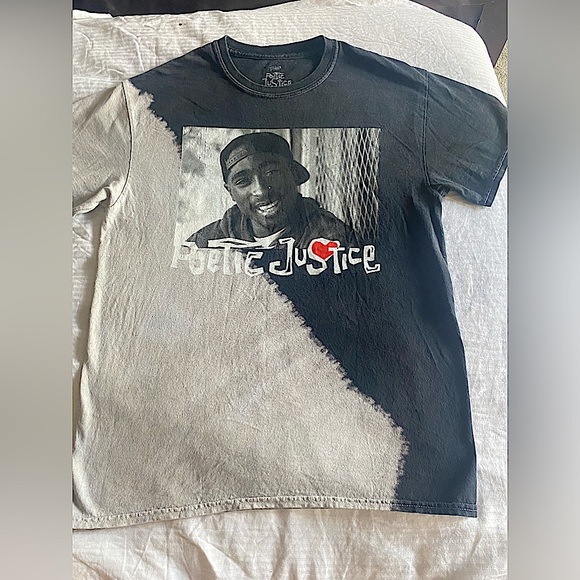 🛑 POETIC JUSTICE T-Shirt Dip Dye Black & Grey TUPAC in a size S/M 🛑BUY NOW ONLY🛑 - Picture 4 of 6
